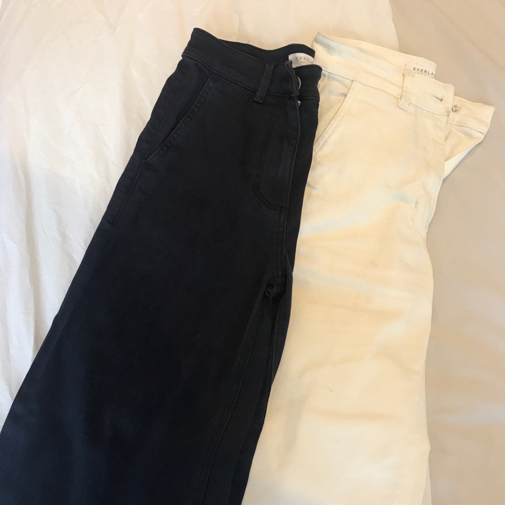 Two pairs of Everlane wide leg pants!